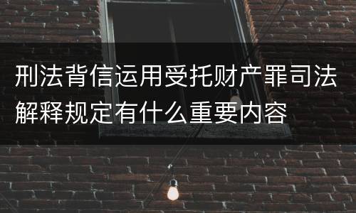 刑法背信运用受托财产罪司法解释规定有什么重要内容