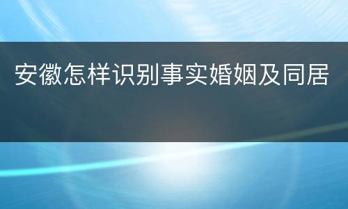 安徽怎样识别事实婚姻及同居