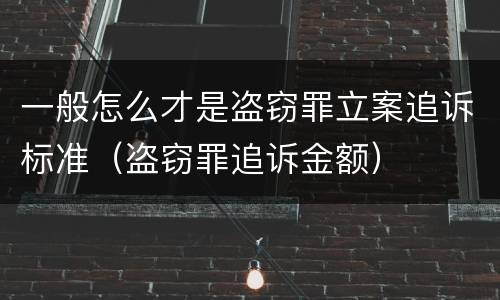 一般怎么才是盗窃罪立案追诉标准（盗窃罪追诉金额）
