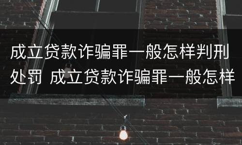 成立贷款诈骗罪一般怎样判刑处罚 成立贷款诈骗罪一般怎样判刑处罚案例