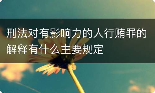 刑法对有影响力的人行贿罪的解释有什么主要规定