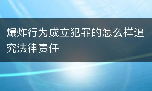 爆炸行为成立犯罪的怎么样追究法律责任