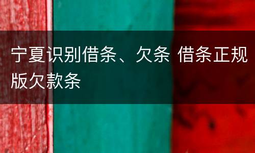 宁夏识别借条、欠条 借条正规版欠款条