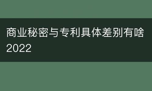 商业秘密与专利具体差别有啥2022