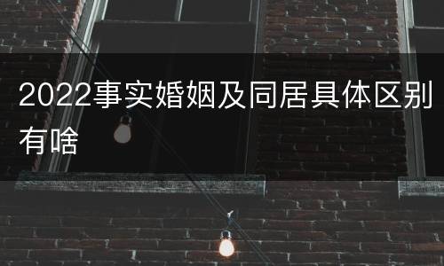 2022事实婚姻及同居具体区别有啥