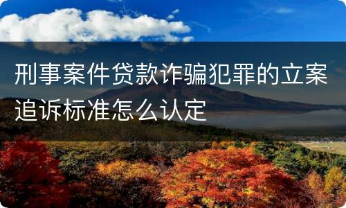 刑事案件贷款诈骗犯罪的立案追诉标准怎么认定