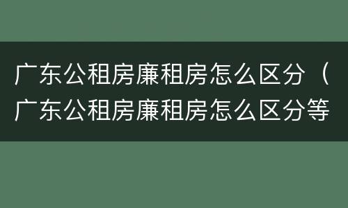 广东公租房廉租房怎么区分（广东公租房廉租房怎么区分等级）