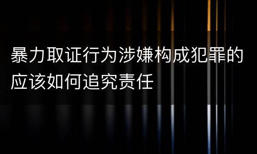 暴力取证行为涉嫌构成犯罪的应该如何追究责任
