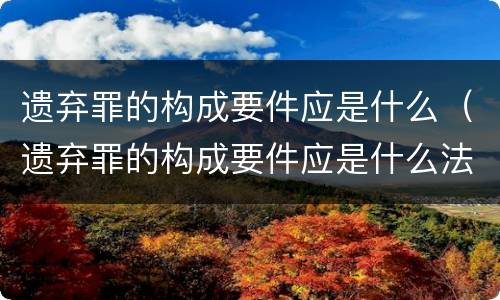 遗弃罪的构成要件应是什么（遗弃罪的构成要件应是什么法律）