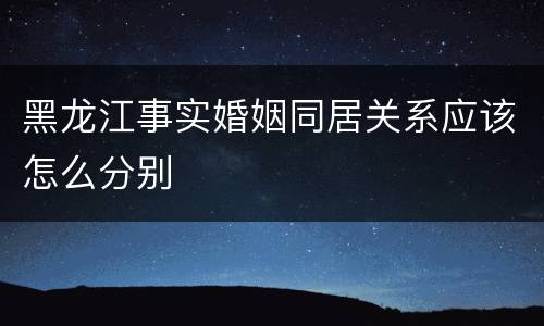 黑龙江事实婚姻同居关系应该怎么分别