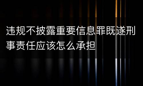 违规不披露重要信息罪既遂刑事责任应该怎么承担
