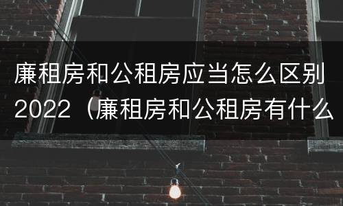 廉租房和公租房应当怎么区别2022（廉租房和公租房有什么不同）