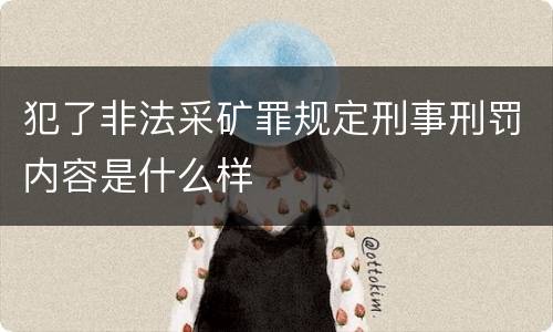 犯了非法采矿罪规定刑事刑罚内容是什么样