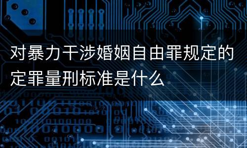 对暴力干涉婚姻自由罪规定的定罪量刑标准是什么