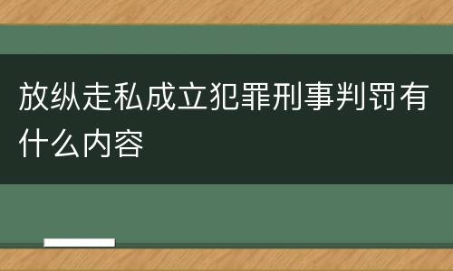 放纵走私成立犯罪刑事判罚有什么内容