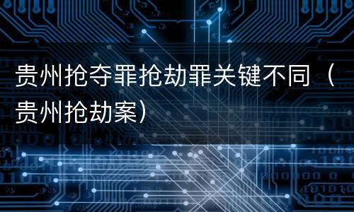 贵州抢夺罪抢劫罪关键不同（贵州抢劫案）