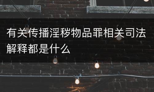 有关传播淫秽物品罪相关司法解释都是什么