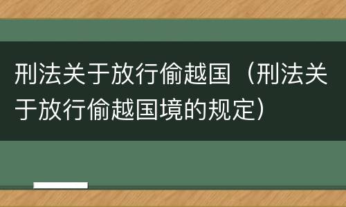 刑法关于放行偷越国（刑法关于放行偷越国境的规定）