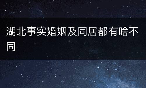 湖北事实婚姻及同居都有啥不同