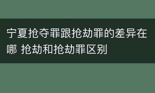 宁夏抢夺罪跟抢劫罪的差异在哪 抢劫和抢劫罪区别