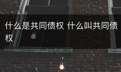 什么是共同债权 什么叫共同债权