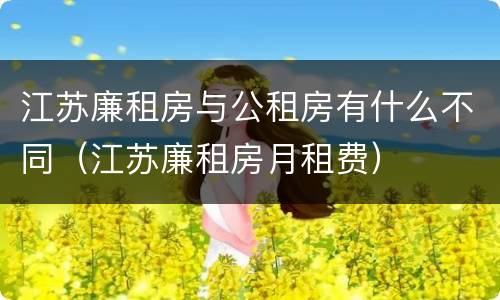 江苏廉租房与公租房有什么不同（江苏廉租房月租费）