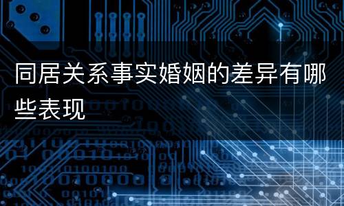同居关系事实婚姻的差异有哪些表现