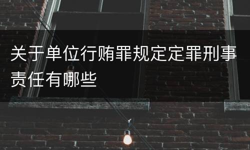 关于单位行贿罪规定定罪刑事责任有哪些
