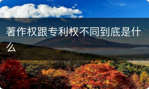 著作权跟专利权不同到底是什么