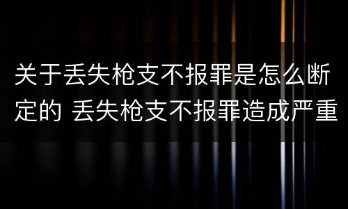 关于丢失枪支不报罪是怎么断定的 丢失枪支不报罪造成严重后果