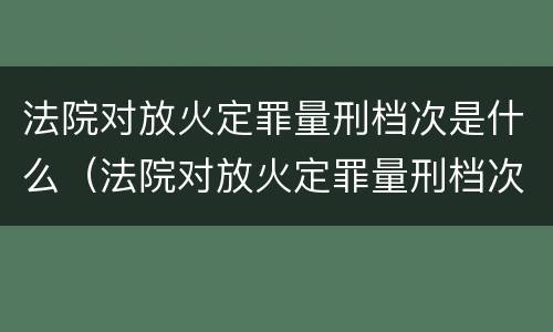 法院对放火定罪量刑档次是什么（法院对放火定罪量刑档次是什么标准）