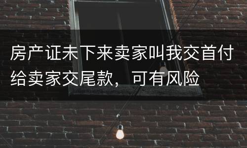 房产证未下来卖家叫我交首付给卖家交尾款，可有风险