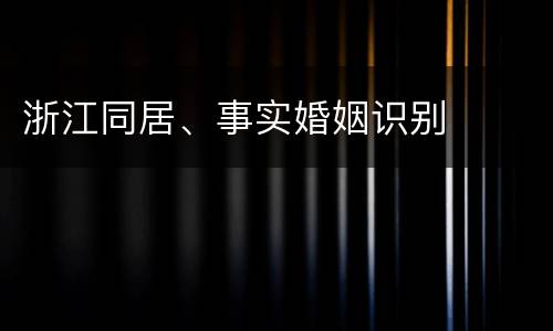 浙江同居、事实婚姻识别