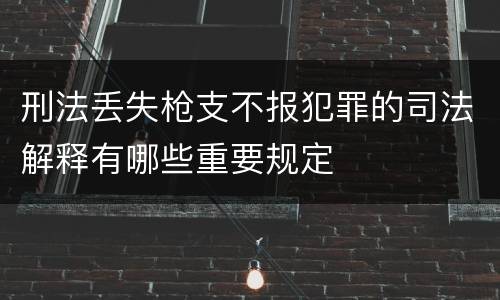 刑法丢失枪支不报犯罪的司法解释有哪些重要规定