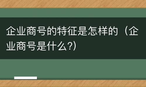 企业商号的特征是怎样的（企业商号是什么?）