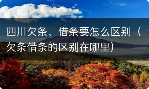 四川欠条、借条要怎么区别（欠条借条的区别在哪里）