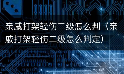 亲戚打架轻伤二级怎么判（亲戚打架轻伤二级怎么判定）