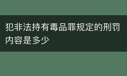 犯非法持有毒品罪规定的刑罚内容是多少