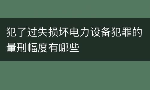 犯了过失损坏电力设备犯罪的量刑幅度有哪些