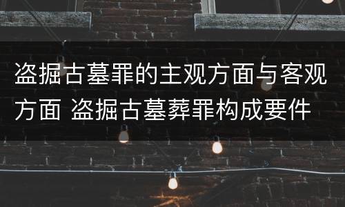 盗掘古墓罪的主观方面与客观方面 盗掘古墓葬罪构成要件