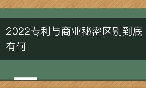 2022专利与商业秘密区别到底有何