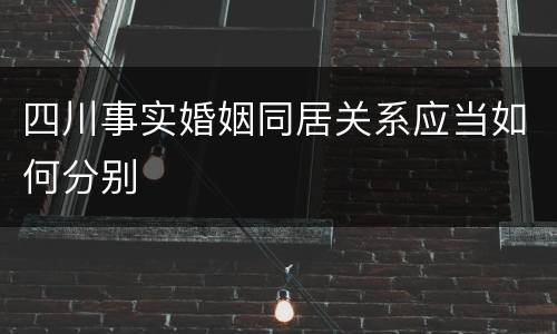 四川事实婚姻同居关系应当如何分别