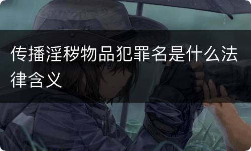 传播淫秽物品犯罪名是什么法律含义