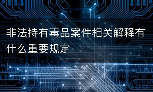 非法持有毒品案件相关解释有什么重要规定