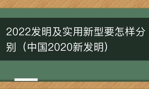 2022发明及实用新型要怎样分别（中国2020新发明）