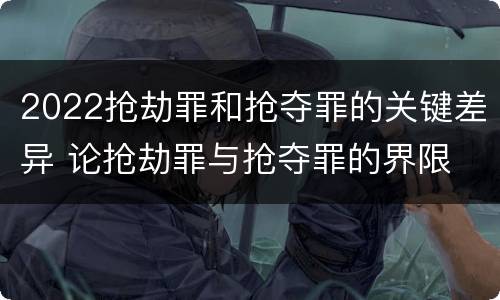 2022抢劫罪和抢夺罪的关键差异 论抢劫罪与抢夺罪的界限