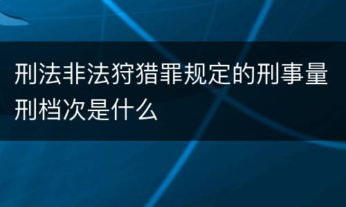 刑法非法狩猎罪规定的刑事量刑档次是什么