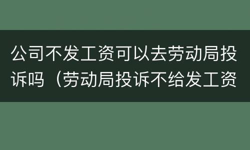 公司不发工资可以去劳动局投诉吗（劳动局投诉不给发工资怎么处理）