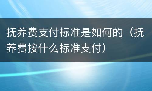 抚养费支付标准是如何的（抚养费按什么标准支付）