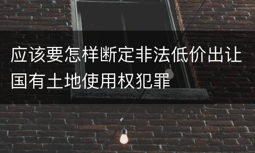 应该要怎样断定非法低价出让国有土地使用权犯罪
